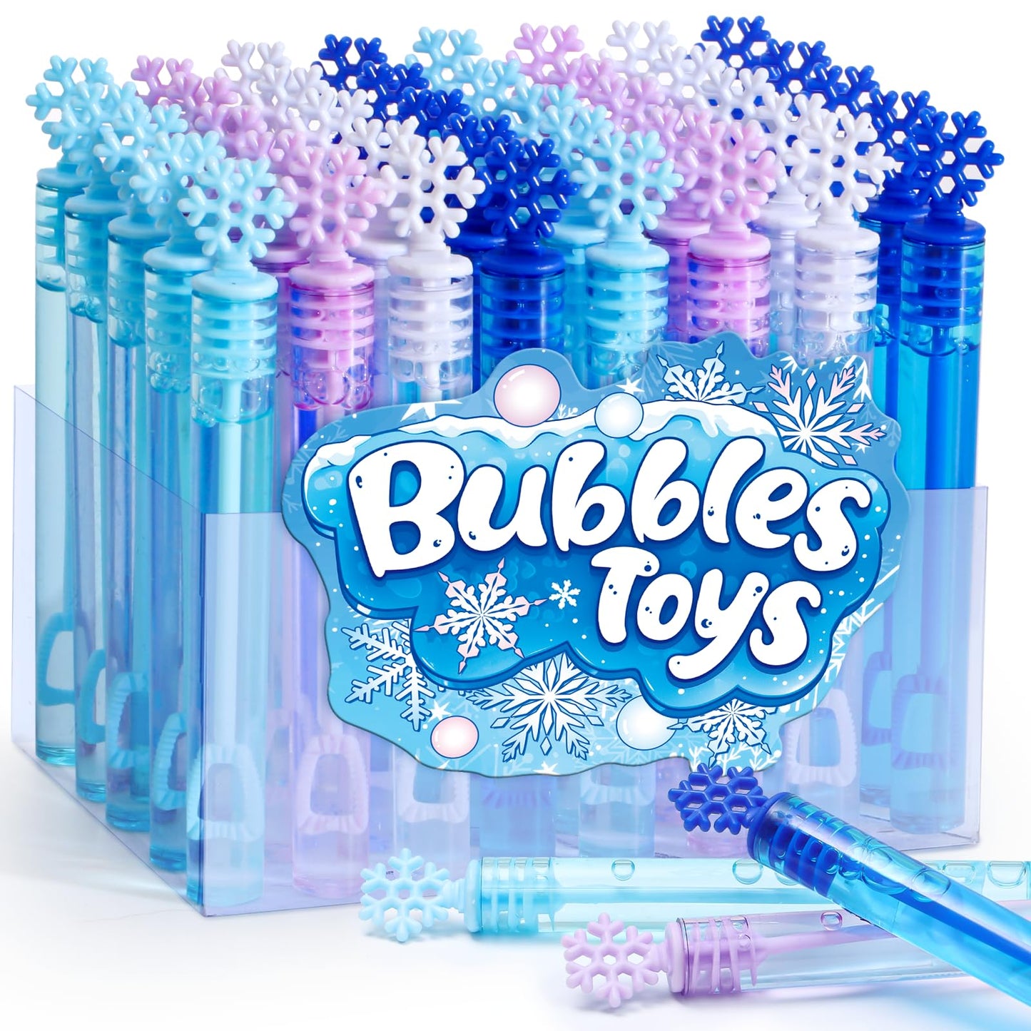 Winrayk 48Pcs Frozen Mini Bubble Wand Bubbles Party Favors For Kids Bubbles Bulk Birthday Gift Toy Prizes Valentine Christmas Wedding Snowflake Bubbles Frozen Party Favors Supplies Goodie Bag Stuffers