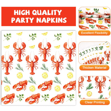 Qyeahkj 100Pcs Crawfish Boil Party Supplies Serve 25 Crawfish Plates Napkins For Lobster Seafood Shrimp Boil Decorations Crawfis