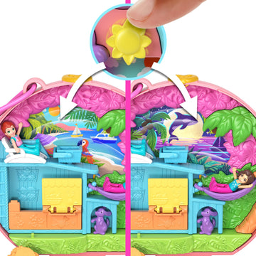 Polly Pocket Dolls & Playset, Adventure Moped Compact, Travel Toy With 2 Micro Dolls & Pet, Plus Animal & Vehicle Accessories