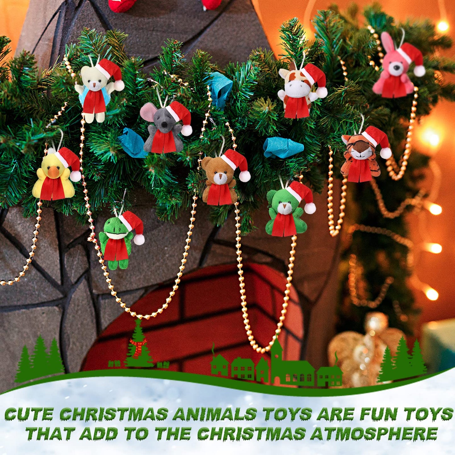 Skylety 50 Pcs Mini Stuffed Animals Set Cute Safari Plush Animal Toys Bulk Tiny Plush Keychain Animals Decoration For Teacher St