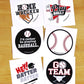 Assorted Baseball Sports Sticker Sheet Pack - 102 Stickers