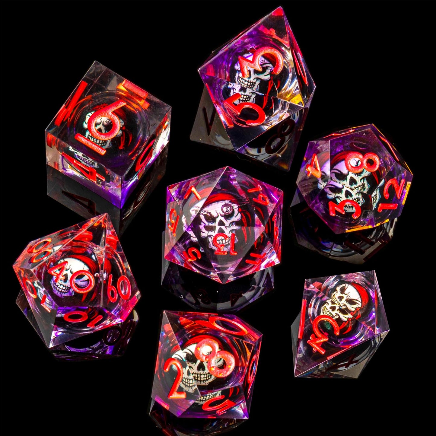 Role dice Skull DND Dice Set, Sharp Edged Resin Dice Set for Dungeons and Dragons, 7pcs RPG Polyhedral D&D Dice, MTG Role Playin