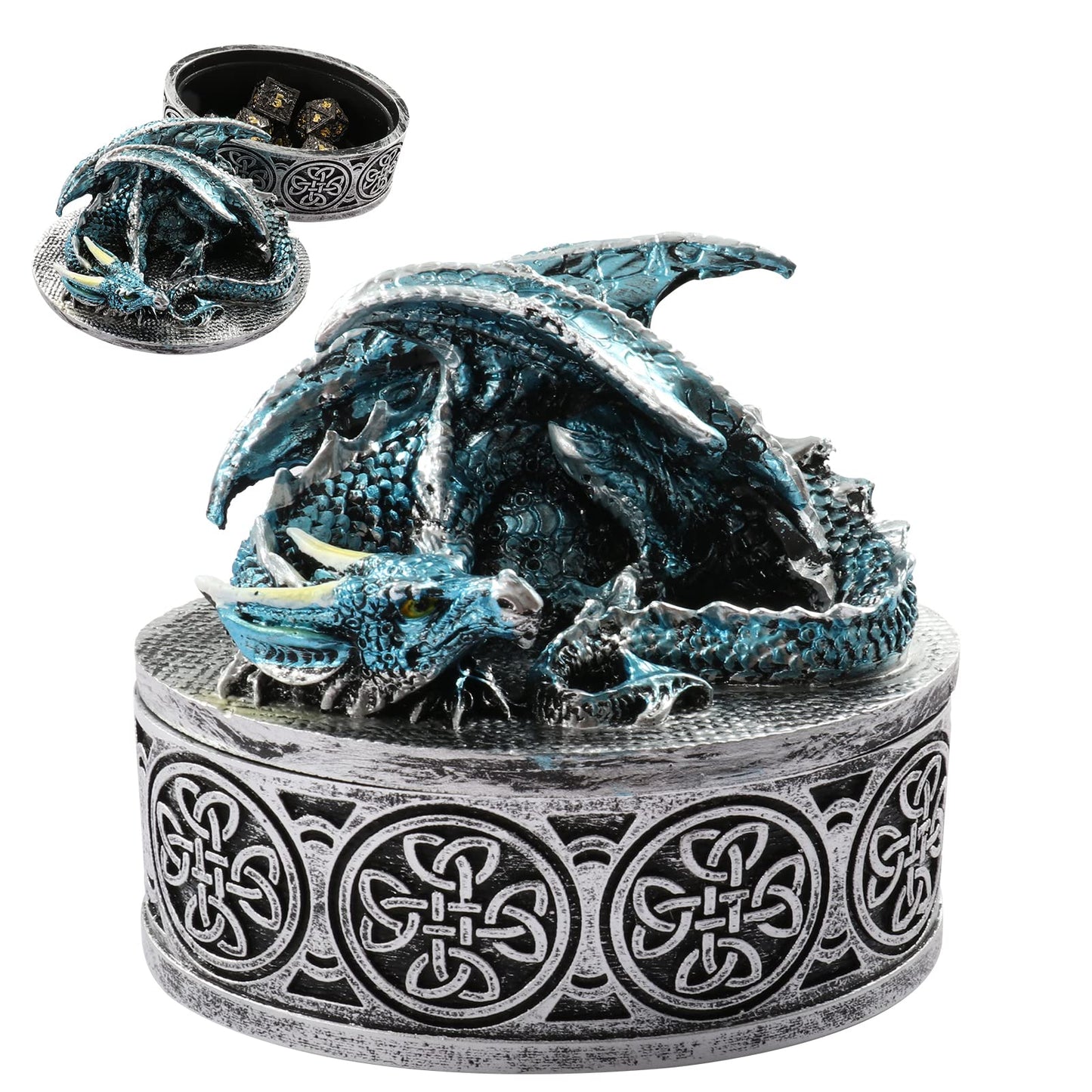 DDFE Unique New Dragon Pattern DND Dice Gift Storage Box,Great DND Gifts Giftware Box,Dungeons and Dragons RPG MTG Table Games D