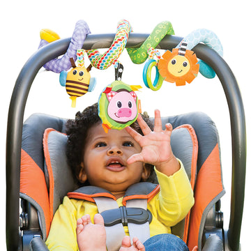 Infantino Stretch & Spiral Activity Toy - Textured Play Activity Toy For Sensory Exploration And Engagement, Ages 0 And Up, Blue Farm, 1 Count (Pack Of 1)
