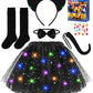 Teuevayl Black Cat Costume for Girls, 7 Pcs Kids Cat Costume with LED Light Up Tutu Skirt Cat Ears, Halloween Costumes for Girls
