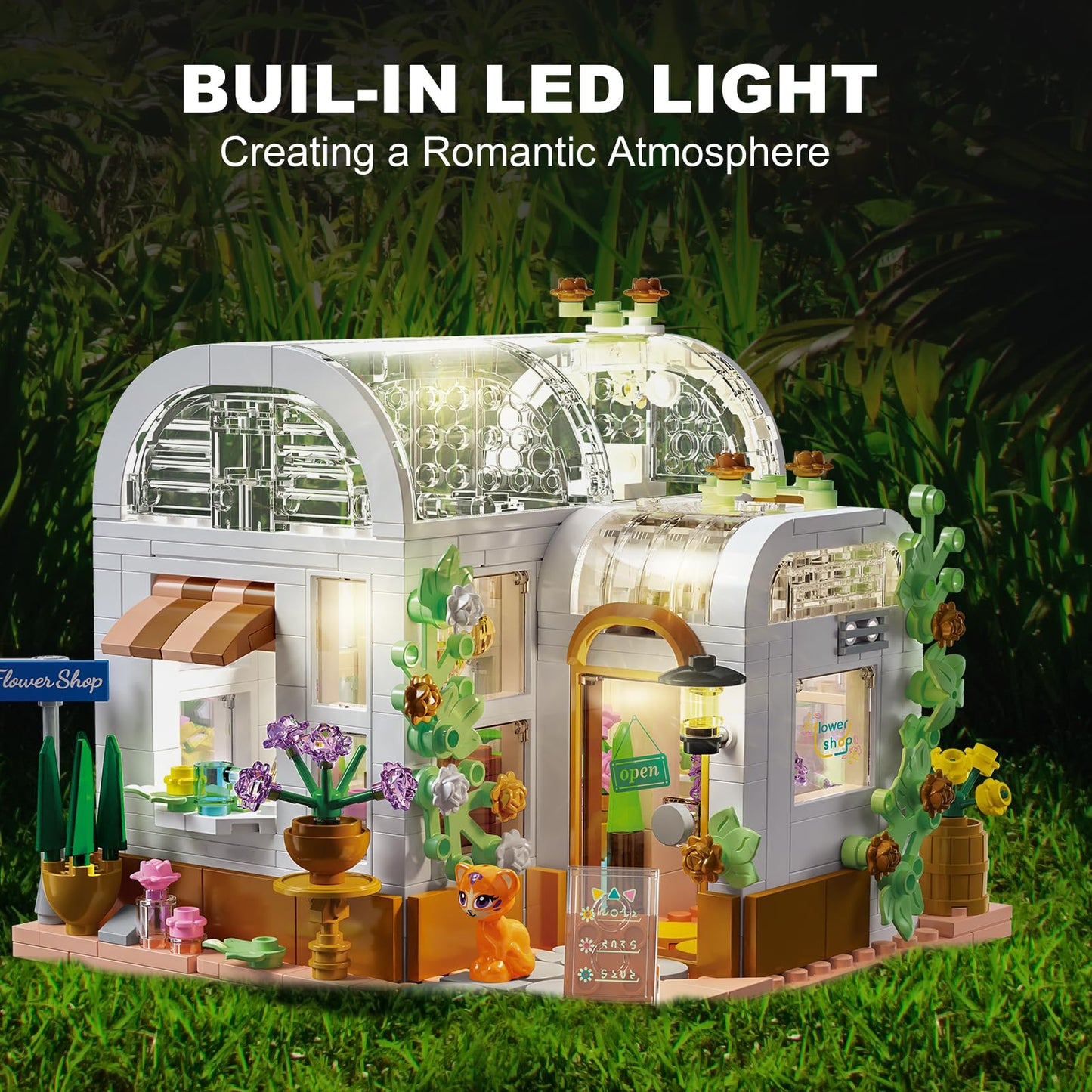 Flower House Building Set, Creative Building Playset With Led Light Christmas Birthday Toys For Girls 6+, Compatible With Lego (