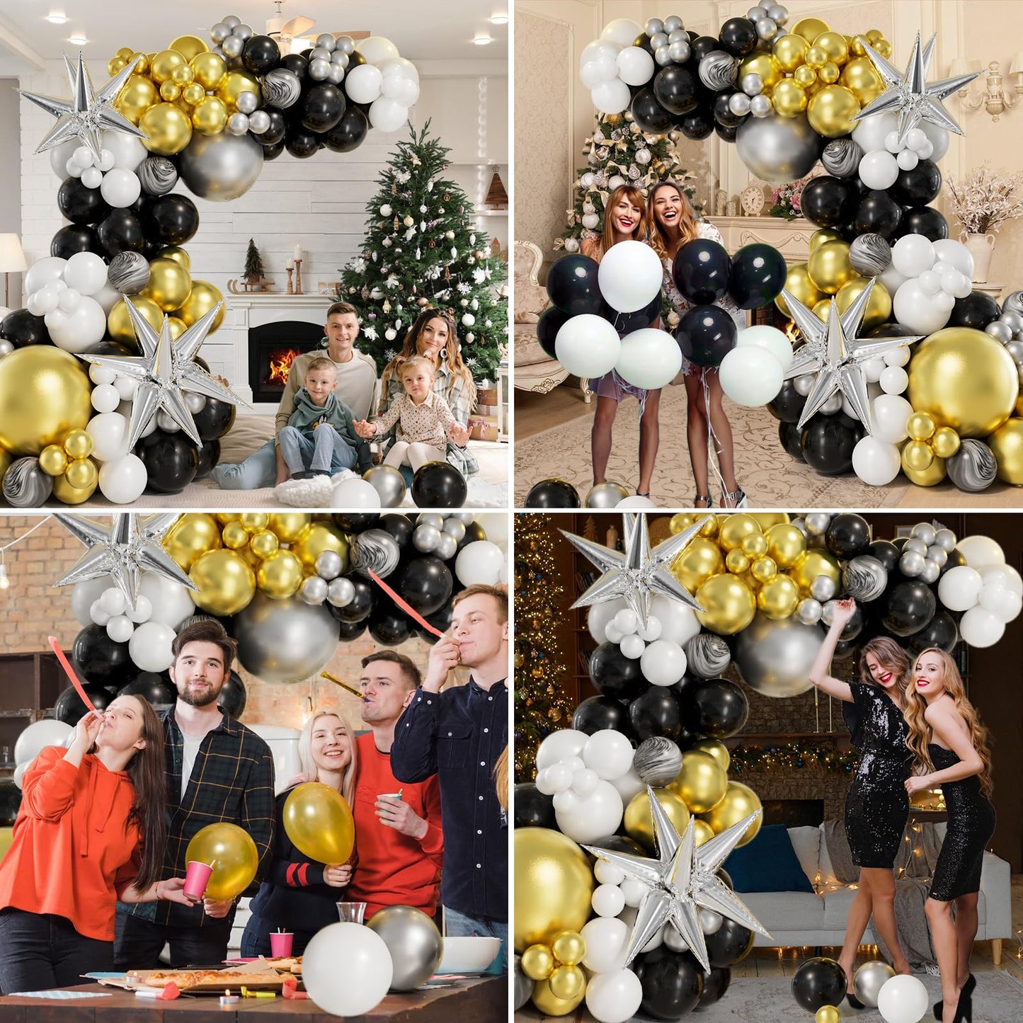 Aobkdeco 151Pcs Christmas Balloon Garland Arch Kit With Red White Golden Dark Green Balloons Candy Foil Balloons Candy Cane Ball