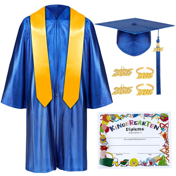 Mukum Kindergarten Graduation Cap and Gown Set with Tassel 2025 Charms Graduations Stoles for Kid Preschool Kindergarten