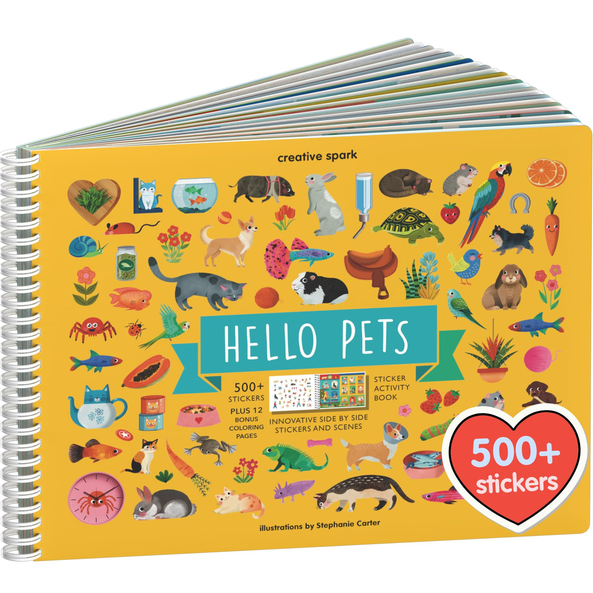 Cupkin Pet Animal Sticker Book Activity for Kids, Toddler Airplane Travel Essentials, 500+ Cat Stickers for Kids + 12 Scenes + 1