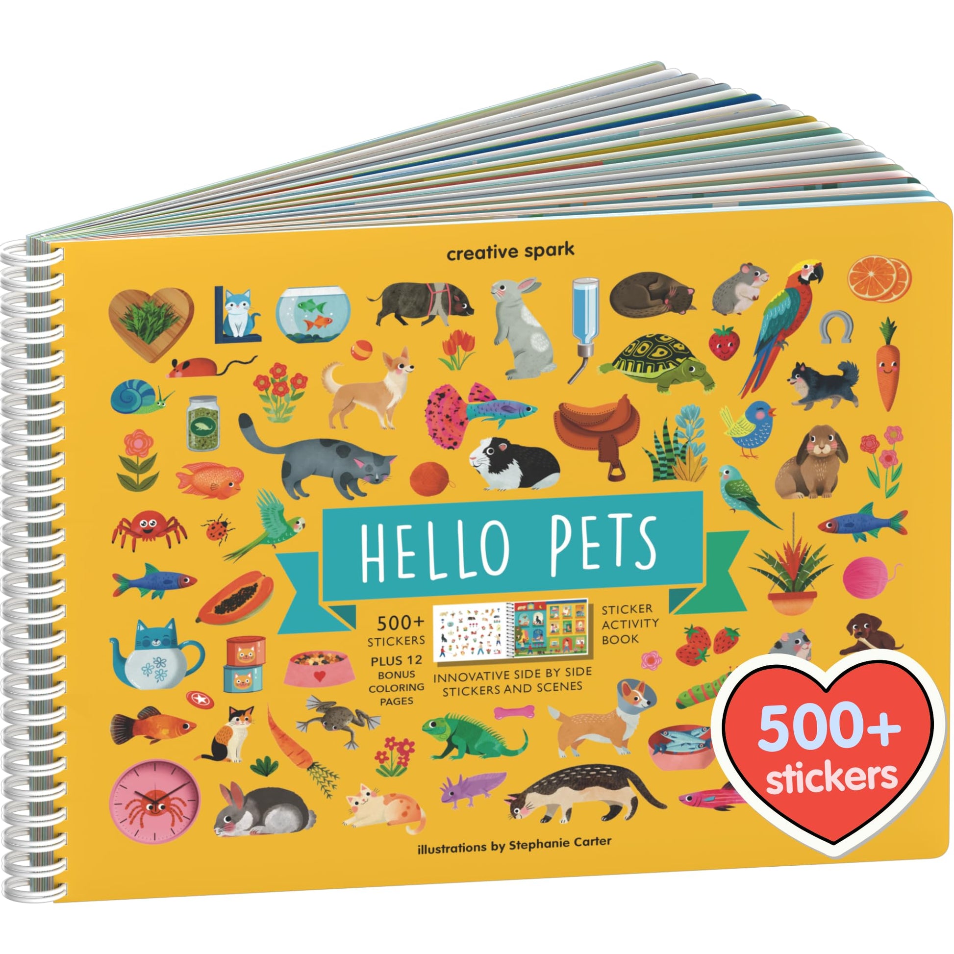 Cupkin Pet Animal Sticker Book Activity for Kids, Toddler Airplane Travel Essentials, 500+ Cat Stickers for Kids + 12 Scenes + 1