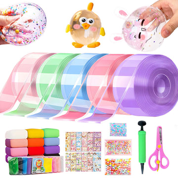 5PCS Nano Tape Bubble Kit for Kids, Nano Bubble Tapes Kit with Glitter, Clay, Cute Stickers and Accessories Tools, Nano Tape Cra