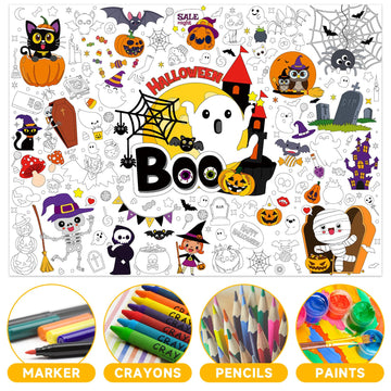 Naozinebi Halloween Boo Coloring Poster For Kids Giant Coloring Poster Large Halloween Coloring Tablecloth Jumbo Coloring Books