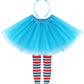 SOMSOC 3 Pieces Tulle Tutu Costume Set Tutus Skirts Feathers Ponytail Headband High Stocking for Halloween Cosplay