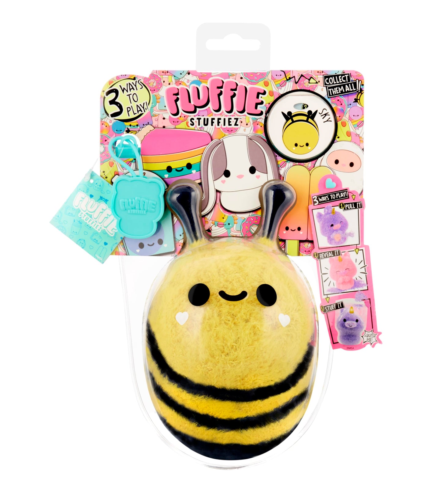 Fluffie Stuffiez Bee Plush Toy - Small Collectible, Ultra Soft Polyester, Multicolor, Model 594284, Surprise Reveal Fidget Play