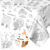 2 Pack Fall Thanksgiving Coloring Tablecloth for Kids, Disposable Thanksgiving Turkey Pumpkin Color-in Paper Table Cover, Fall A