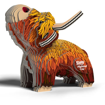 Eugy Highland Cow 3D Puzzle - 34 Piece Eco-Friendly Educational Toy Puzzle For Boys, Girls & Kids Ages 6+