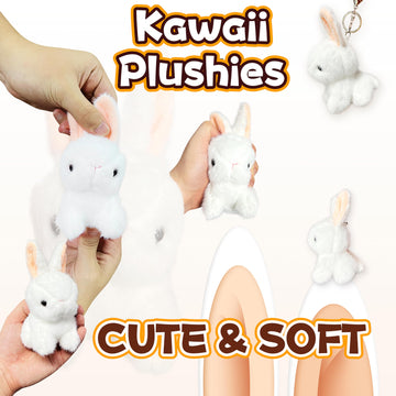 Cute White Bunny Plush Toys for Kids and Adults, Soft Rabbit Stuffed Aniamls, Cuddly Bunny Doll Small Stuffed Animals for Kids,