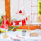 BEIREG 42pcs Christmas Elf Clothes Accessories Set - Red & Green, Polyester, Includes Clothes, Balloons, Ladder, Swing, Mini Props