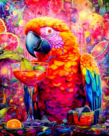 Springbok Paradise Parrot 1000 Piece Jigsaw Puzzle for mature-themeds Features a Colorful Parrot Sipping a Margarita in a Jungle Paradise