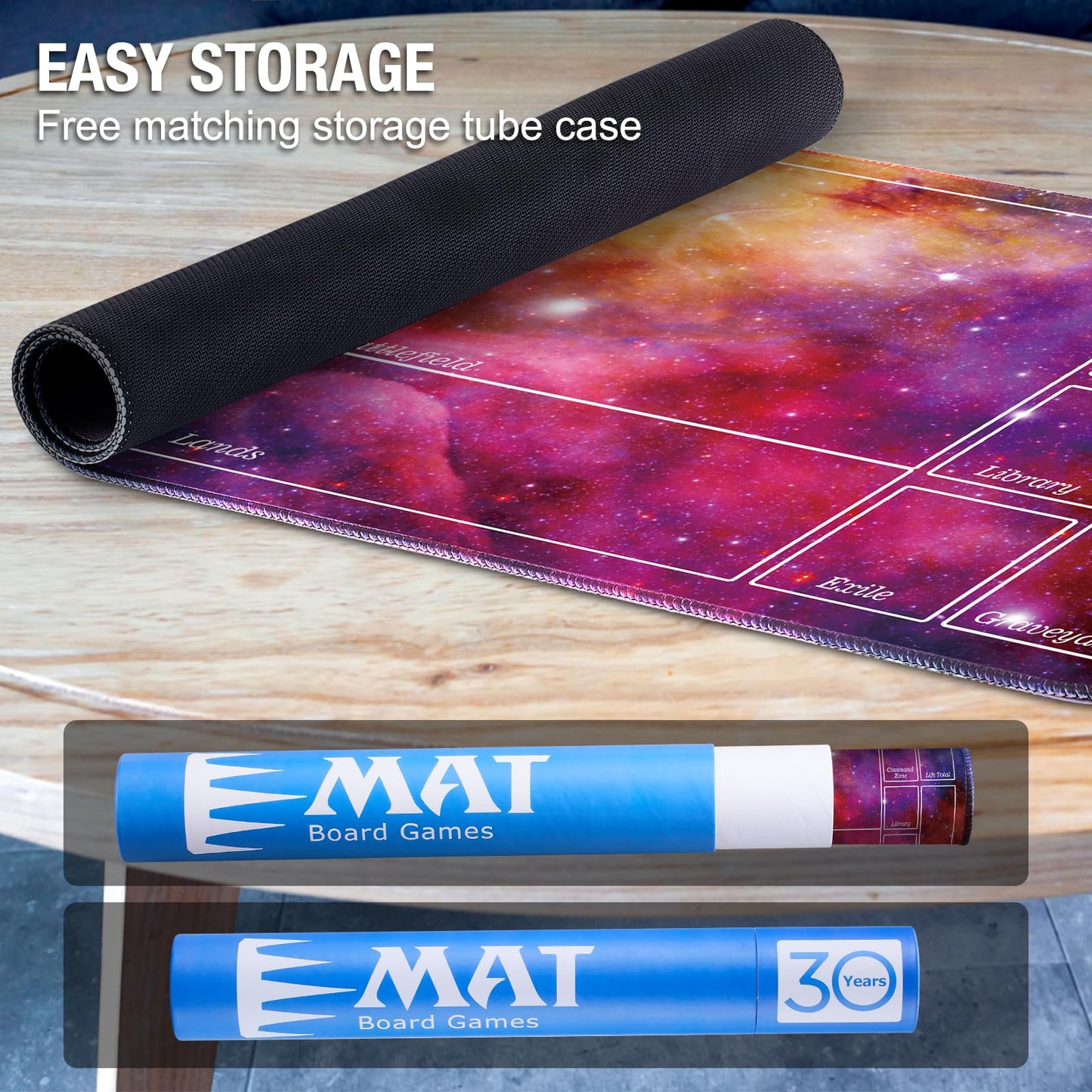 Biouai Mtg Playmat For Magic The Gathering Play Mat, Stitched Playing Mat With Tube Case For Mtg Card Game Playing (Purple Starr