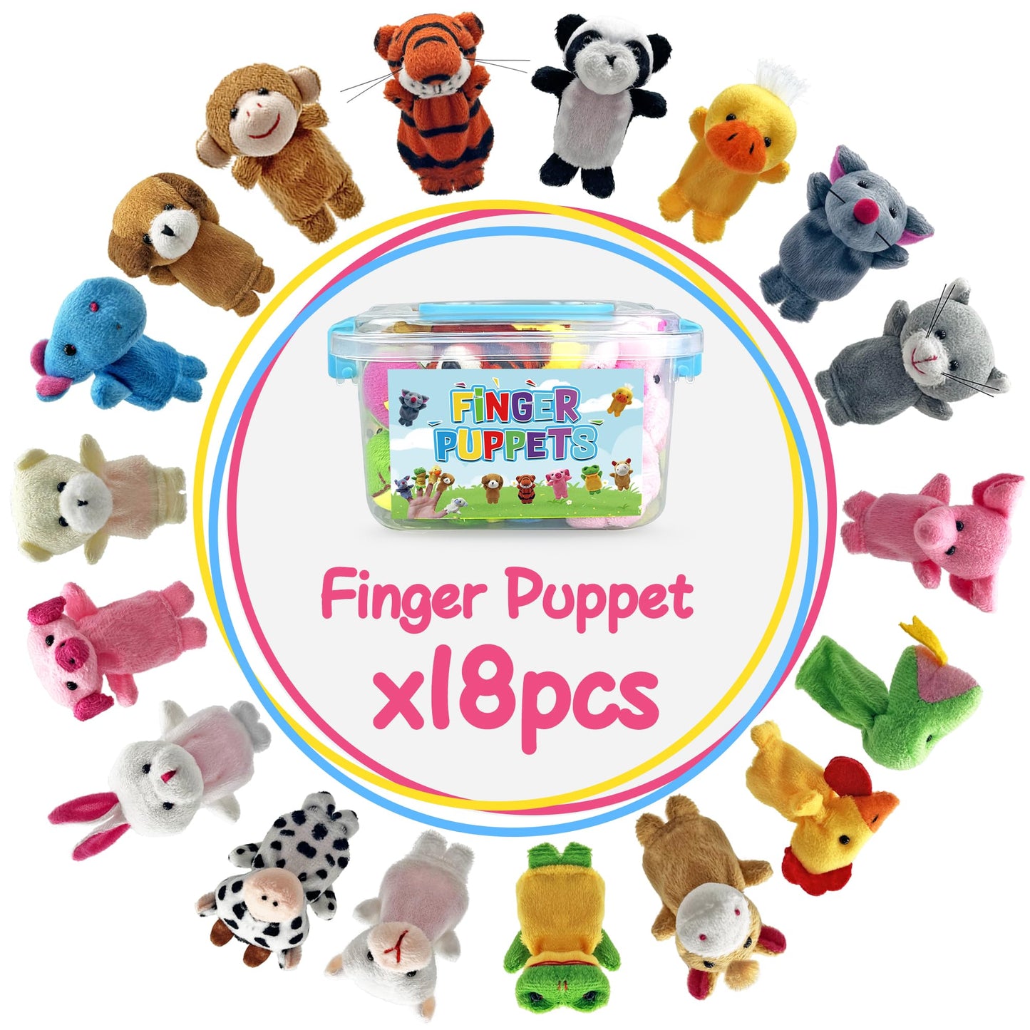 18 PCS Finger Puppets Set Mini Stuffed Animals for Storytelling Teaching Playtime Schools Birthday Party Gift Favor Supplies