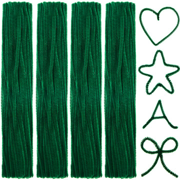 400 Pieces Christmas Chenille Pipe Cleaners Jumbo Fluffy Chenille Stem for DIY Craft(Green)