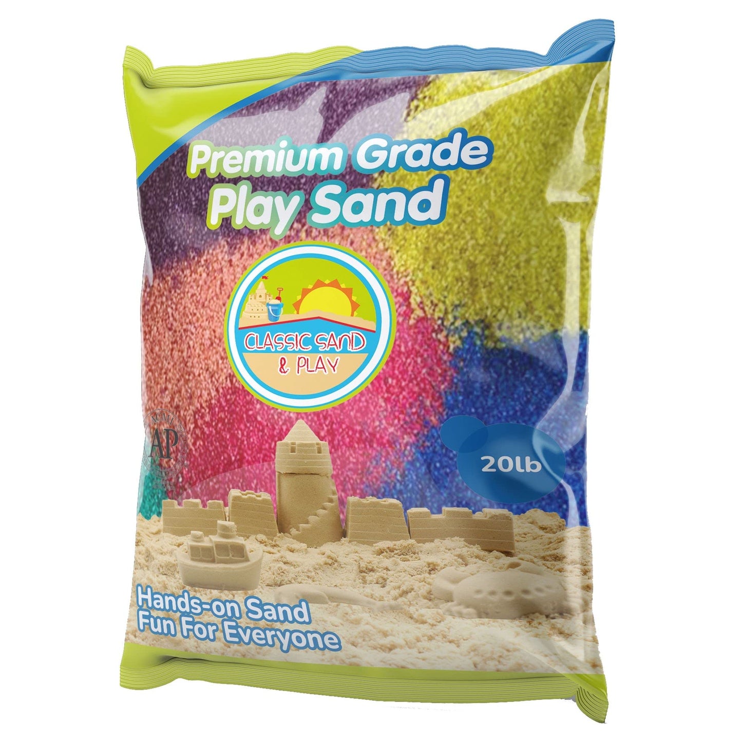 Classic Sand And Play Rainbow Colored Play Sand, 20 Lb. Bag, Natural And Non-Toxic, Fun Wet And Dry Indoor And Outdoor, Sandbox,