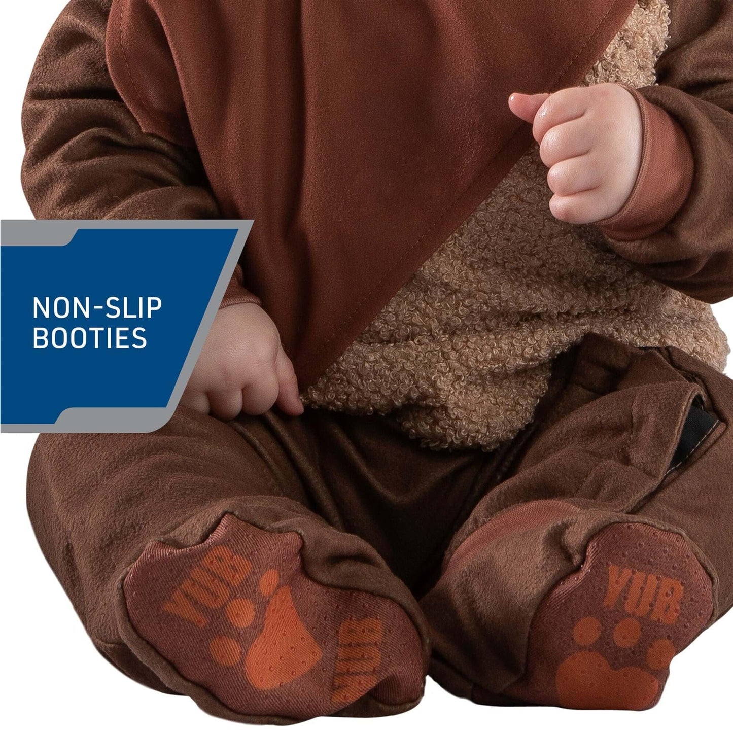 Star Wars Ewok Official Infant Halloween Costume - enhanced Quality Minky Jumpsuit with Hood and Non-Slip Booties (12-18M) Brown
