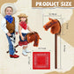 Poen 8 Pcs Light Brown Horse Stick with Sound Red and Blue Bandana Set 27.6 Toys Stick Horse Western Cowboy Bandana Horse Head