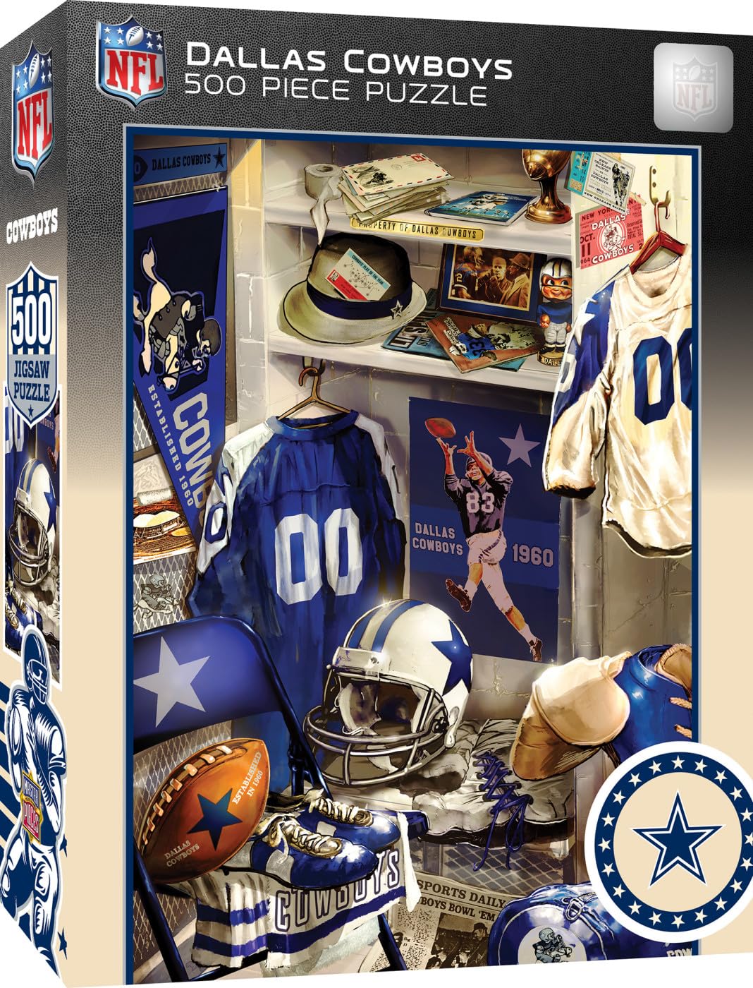 MasterPieces Game Day 500 Piece Jigsaw Puzzle for Adults - NFL Dallas Cowboys Locker Room - 15x21