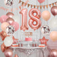 18Th Birthday Decorations Retro Pink Rose Gold,18Th Birthday Balloons,Happy 18Th Birthday Banner With Cake Toppers Number 18 Bal