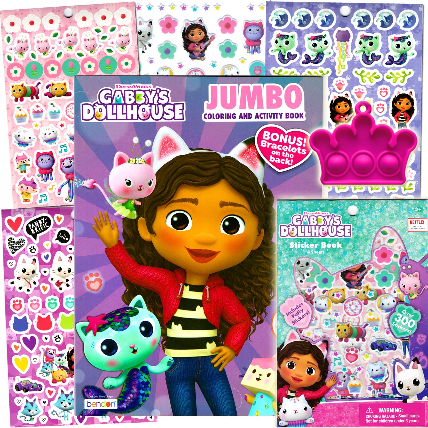 Bendon Gabbys Dollhouse Coloring Activity Book and Sticker Set for Kids