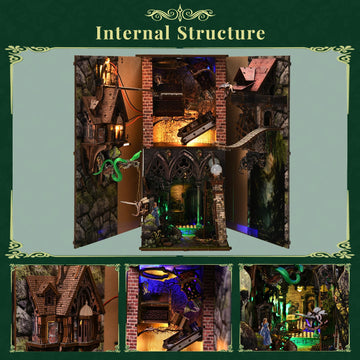 Minicity Diy Book Nook Kit, Diy Miniature Dollhouse With Lights For Adults And Teens (Down The Rabbit-Hole Alice In Wonderland)