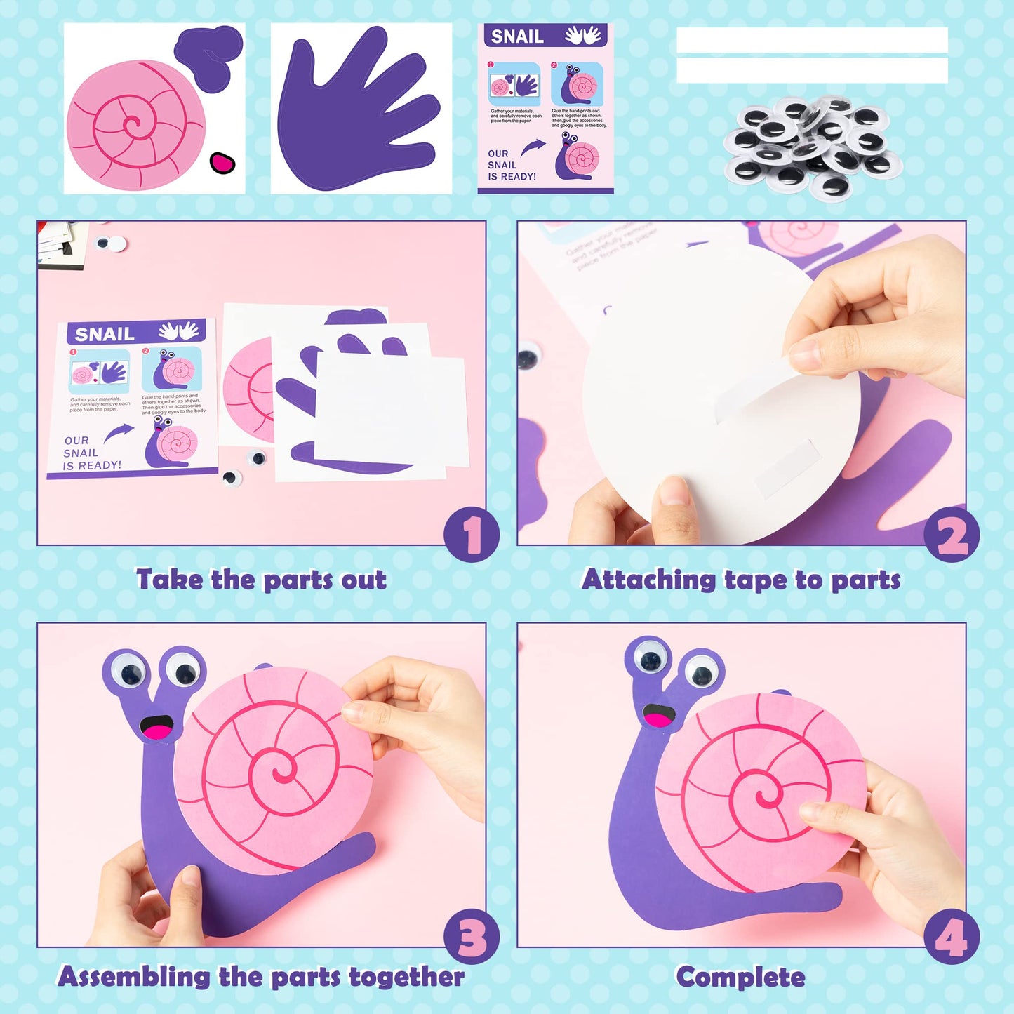 WATINC 12Pcs Spring Insect Handprint Art Craft Bug Crafts Butterfly Dragonfly Summer Springtime DIY Bug Kit Animal Themed Art Su