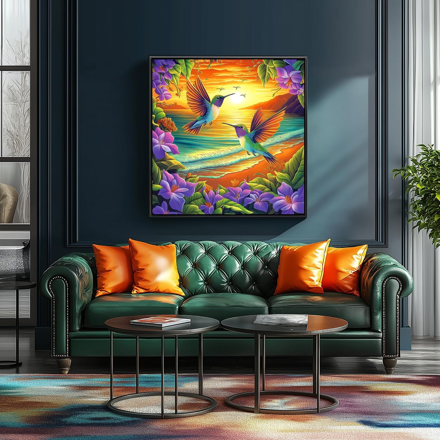 Miniwan 500 Piece Puzzles For Adults, Hummingbird Beach Jigsaw Puzzle - Vibrant Tropical Flowers, Challenging Coastal Art 20X20