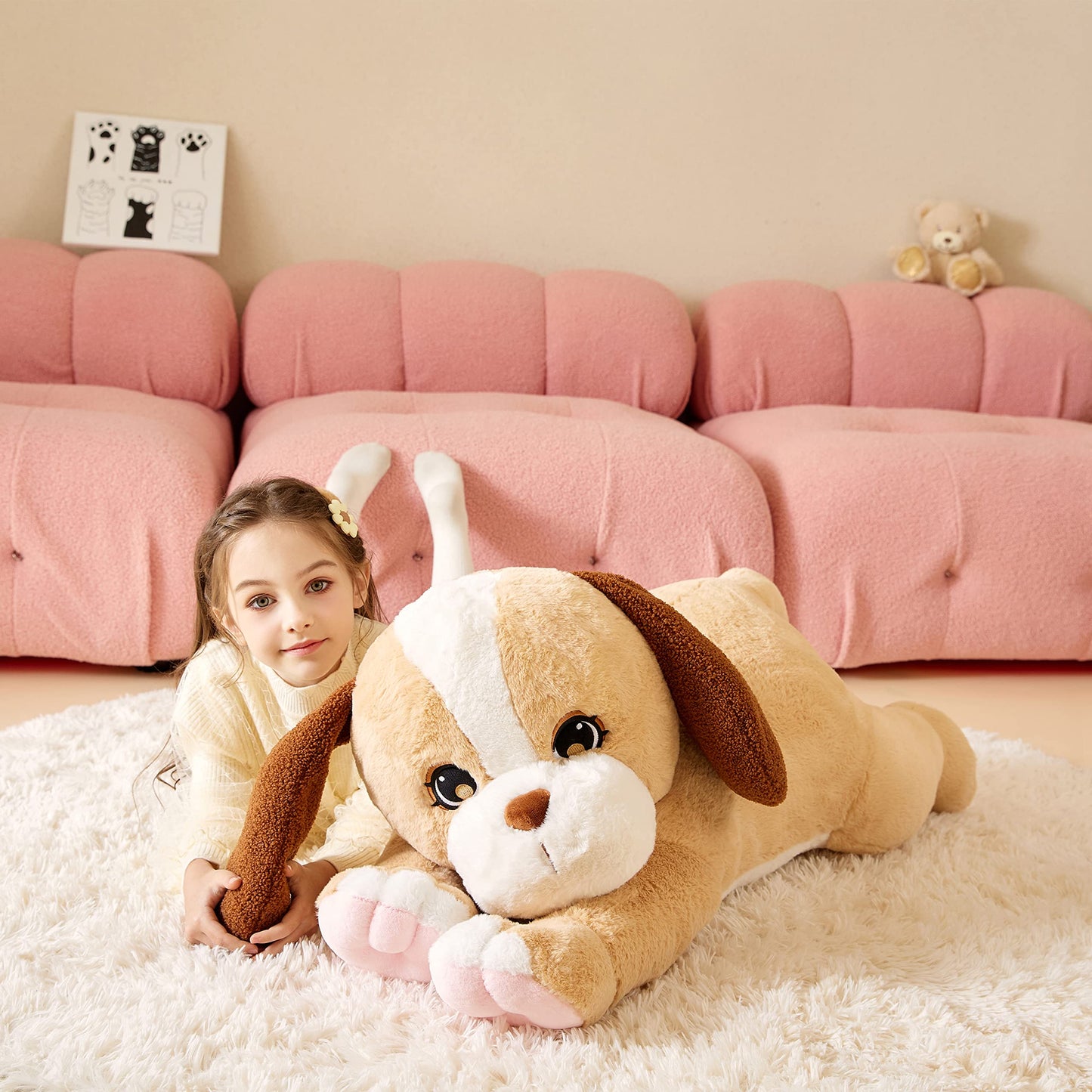 Tumyay Giant Labrador Dog Stuffed Animal Plush Soft Toy,Large Yellow Puppy Toys Jumbo 30'' Cute Big Size Huge Plushie,Birthday G