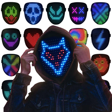 ORWINE LED Mask, Light Up Mask with Gesture Sensing, Unisex LED Lighted Face Transforming Mask for Festival Dj Cosplay Halloween