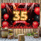 Happy 35Th Birthday Banner Backdrop Red And Black 35 Years Old Background Bday Decorations For Women Men Photography Party Supplies Glitter