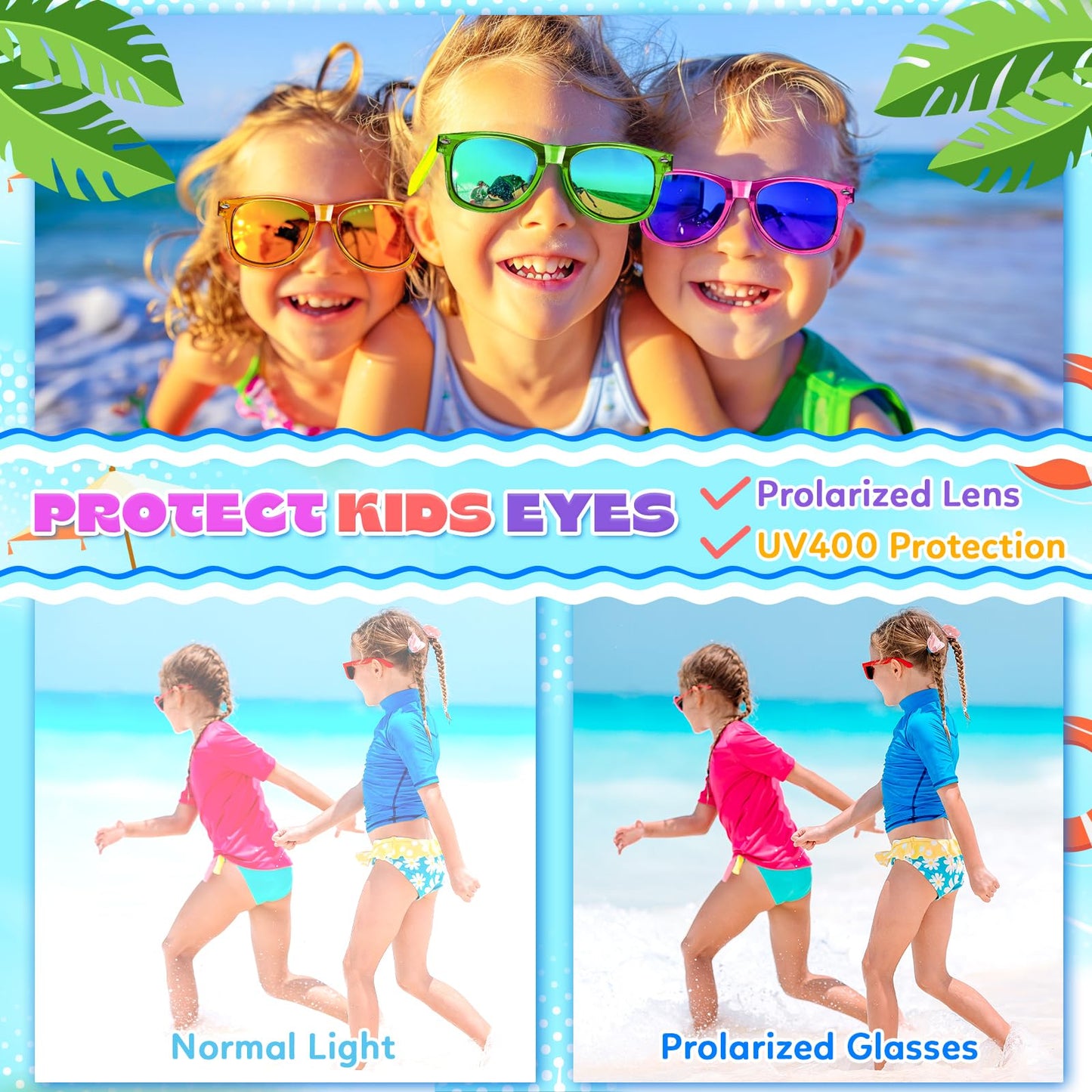 Giftinbox Valentines Kids Sunglasses Bulk, 16 Pack Kids Sunglasses Party Favor With Uv400 Protection, Neon Sunglasses For Boys Girls Goody Bag Stuffers, Beach Pool Birthday Party Favors For Kids 3-8
