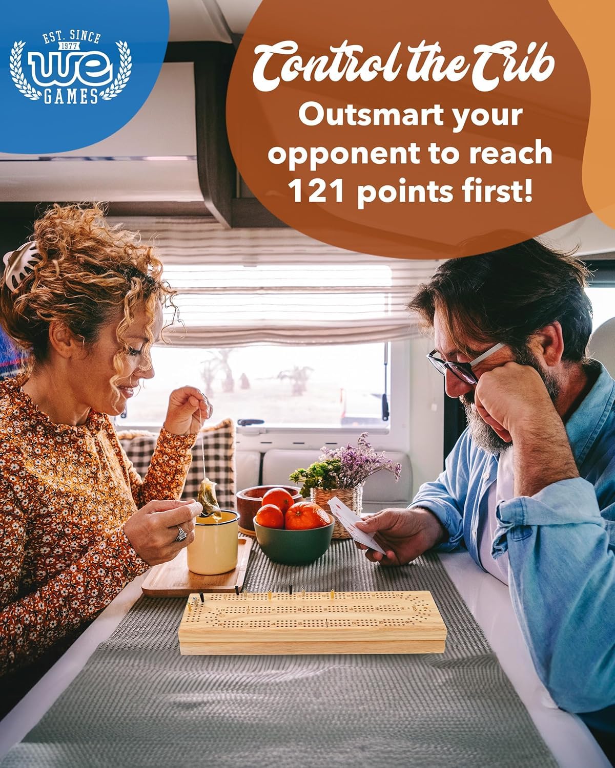 WE Games Custom Engraved Wooden Cribbage Game Set Natural Stain, Continuous 3 Track for 2-3 Players, Travel Cribbage Board with