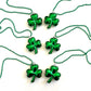 Gzyssl 12 Pcs St. Patrick Jumbo Shamrock Pendant Bead Necklaces Green Irish Festival Shamrock Parade Beads Necklaces Party Suppl