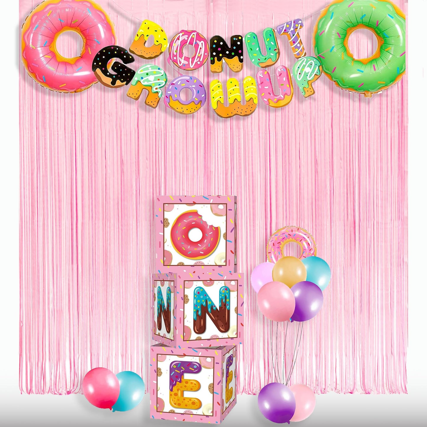 Pastel Pink Party Backdrop Decoration - GREATRIL Baby Pink Foil Fringe Streamers for Baby/Boo Day/Valentines/Cowgirl/Sweet/Cloud