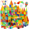 Echoplan Magnetic Tiles,Deluxe 130 Pcs Magnetic Blocks With 2 Cars,Magnet Tiles Building Blocks Set,Stem Preschool Sensory Educa