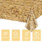PTECDROTS 4Pcs Straw Tablecovers, Westtern Theme Birthday Tablecloths Plastic Farm Hay Table Cloths for Cowboy Western Party Sup