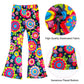Xonyicos 8 Pcs Girls Kids 60S 70S Hippie Costume Disco Outfits Fringe Vest Boho Bell Bottoms Hippie Outfits Accessories Set (Flo
