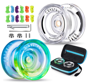 Magicyoyo Responsive Yoyo For Kids K2 Crystal, Dual Purpose Plastic Yo-Yo For Beginners, Replacement Unresponsive Bearing For Intermediate Advanced With12 Yoyo Strings, 2 Kk Bearings, 1 Yoyo Case