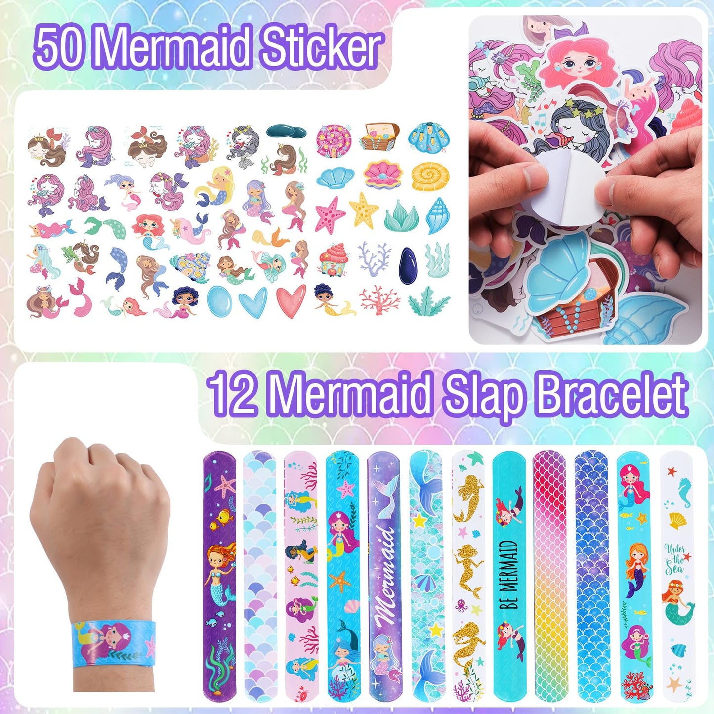 110 PCS Mermaid Party Favors for Girls Mermaid Birthday Decorations Party Supplies Include 12 Pen 12 Notepad 12 Shiny Metallic S