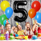 Large Black Number 5 Balloons, 40 Inch Foil Balloons, Giant Number Balloons For Women/Men Birthday Party Anniversary Celebration