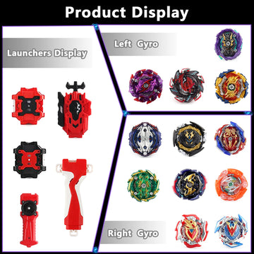 Elfnico Bey Battling Top Burst Gyro Toy Set 12 Spinning Tops 4 Launchers Combat Battling Game With Portable Storage Box Gift For