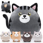 Namalu 5 Pcs Cat With Kitten Stuffed Animals Bulk, 12 Inch Large Black And Grey Cat Pillow Plush With 4 Kittens Inside Cute Plus